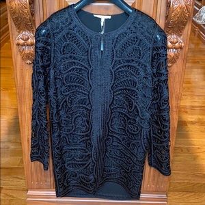 MAJE Embellished Crochet Magic Open Coat